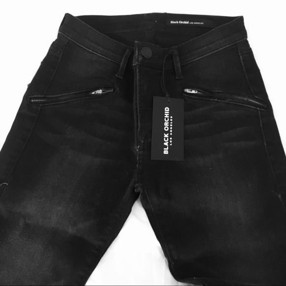 BLACK ORCHID LA high rise moto skinny jeans zipper - Picture 2 of 8